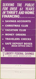 Matchbook Cover - Liberty Federal Savings Loan Philadelphia PA 30 Strike