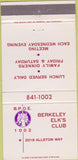 Matchbook Cover - Elks Lodge Berkeley CA 30 Strike
