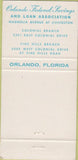 Matchbook Cover - Orlando Federal Savings FL 30 Strike