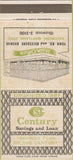 Matchbook Cover - Century Savings Loan Baltimore Md 30 Strike