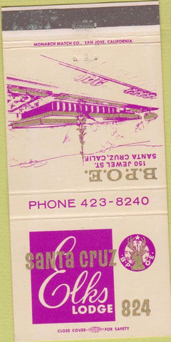 Matchbook Cover - Elks Club Santa Cruz CA 30 Strike