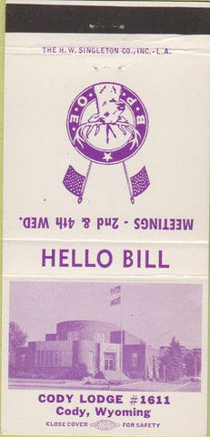 Matchbook Cover - Elks Club Cody WY 30 Strike