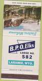 Matchbook Cover - Elks Club Laramie WY 30 Strike
