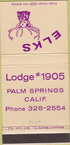 Matchbook Cover - Elks Lodge Palm Springs CA 30 Strike