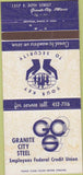 Matchbook Cover - Granite City Steel Granite City IL 30 Strike