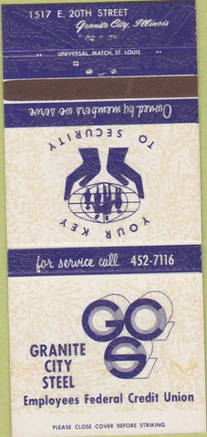 Matchbook Cover - Granite City Steel Granite City IL 30 Strike