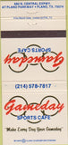 Matchbook Cover - Gameday Sports Cafe Plano TX 30 Strike