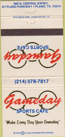 Matchbook Cover - Gameday Sports Cafe Plano TX 30 Strike