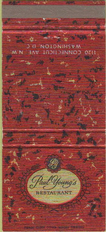 Matchbook Cover - Paul Young's Restaurant Washington DC  30 Strike
