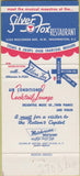 Matchbook Cover - Silver Fox Restaurant Washington DC 30 Strike