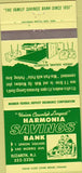 Matchbook Cover - Harmonia Savings Bank Elizabeth NJ 30 Strike