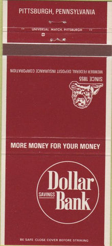 Matchbook Cover - Dollar Savings Bank Pittsburgh PA 30 Strike