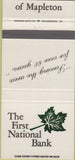 Matchbook Cover - First National Bank Mapleton PA Mill Creek 30 Strike
