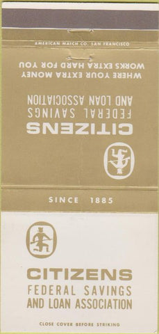Matchbook Cover - Citizens Federal Savings San Francisco CA 30 Strike