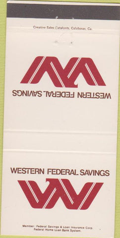 Matchbook Cover - Western Federal Savings Los Angeles CA Burlingame 30 Strike