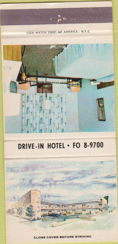 Matchbook Cover - Drive In Hotel New York City 30 Strike