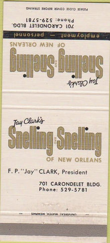 Matchbook Cover - Snelling and Snelling New Orleans LA 30 Strike