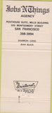 Matchbook Cover - Jobs N Things Agency San Francisco CA WEAR 30 Strike