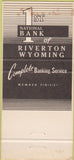 Matchbook Cover - 1st Bank of Riverton WY 30 Strike