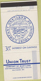 Matchbook Cover - Union Trust Co of Baltimore MD 30 Strike