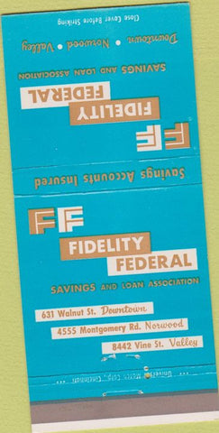 Matchbook Cover - Fidelity Federal Norwood OH 30 Strike