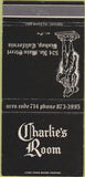 Matchbook Cover - Charlie's Room Bishop CA 30 Strike