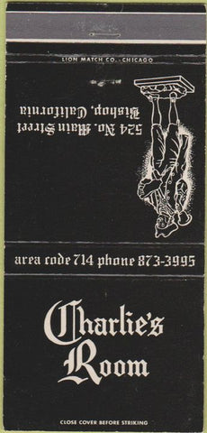Matchbook Cover - Charlie's Room Bishop CA 30 Strike