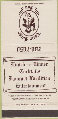 Matchbook Cover - Valle Forge Inn Encino CA 30 Strike