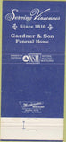 Matchbook Cover - Gardner  and  Son Funeral Home Vincennes IN 30 Strike