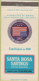 Matchbook Cover - Santa Rosa Savings Loan CA 30 Strike