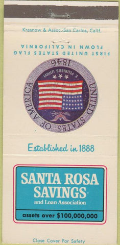 Matchbook Cover - Santa Rosa Savings Loan CA 30 Strike