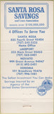 Matchbook Cover - Santa Rosa Savings Loan CA 30 Strike