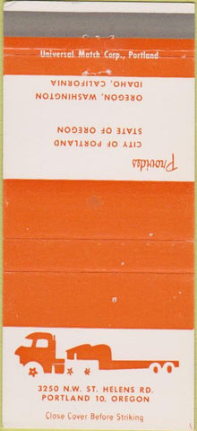 Matchbook Cover - Trucking Portland OR 30 Strike