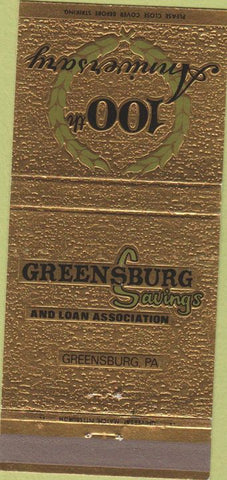 Matchbook Cover - Greensburg Savings Loan Greensburg PA 30 Strike
