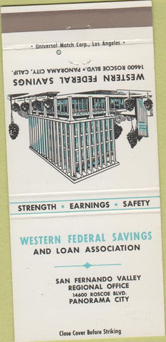 Matchbook Cover - Western Federal Savings Panorama City CA 30 Strike