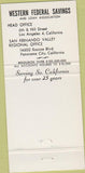 Matchbook Cover - Western Federal Savings Panorama City CA 30 Strike