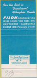 Matchbook Cover - Filon Corp NASA Cape Kennedy Hawthorne CA 30 Strike