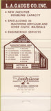 Matchbook Cover - La Guage Co Sun Valley CA 30 Strike