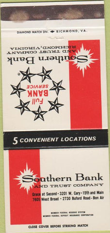 Matchbook Cover - Southern Bank Trust Richmond VA WEAR 30 Strike