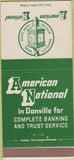 Matchbook Cover - American National Bank Danville VA 30 Strike