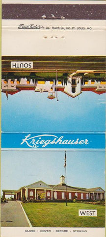 Matchbook Cover - Kriegshauser Funeral Home St Louis MO 30 Strike