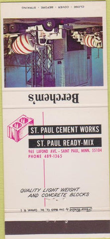 Matchbook Cover - Berchem's Concrete St Paul MN True Color 30 Strike