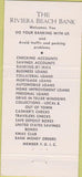 Matchbook Cover - Riviera Beach Bank FL WEAR  30 Strike