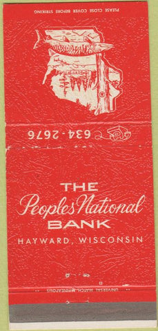 Matchbook Cover - Peoples National bank Hayward WI 30 Strike