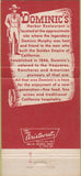 Matchbook Cover - Dominic's Harbor Restaurant San Rafael CA 30 Strike