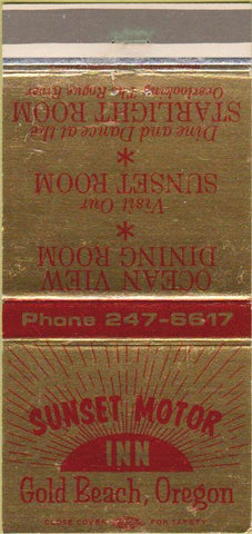 Matchbook Cover - Sunset Motor Inn Gold Beach OR 30 Strike