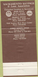 Matchbook Cover - Sacramento Savings Loan CA 30 Strike