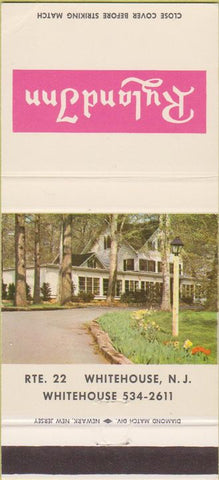 Matchbook Cover - Ryland Inn Whitehouse NJ 30 Strike