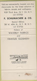 Matchbook Cover - Schumacher's Fabrics Carpet New York City 30 Strike