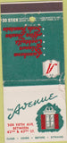 Matchbook Cover - The Avenue New York City WORN 30 Stick